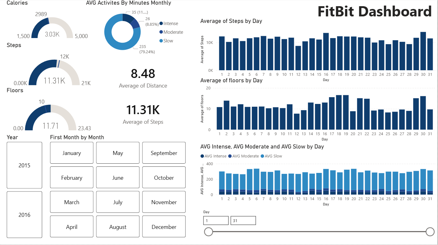 FitBit Dashboard Overview